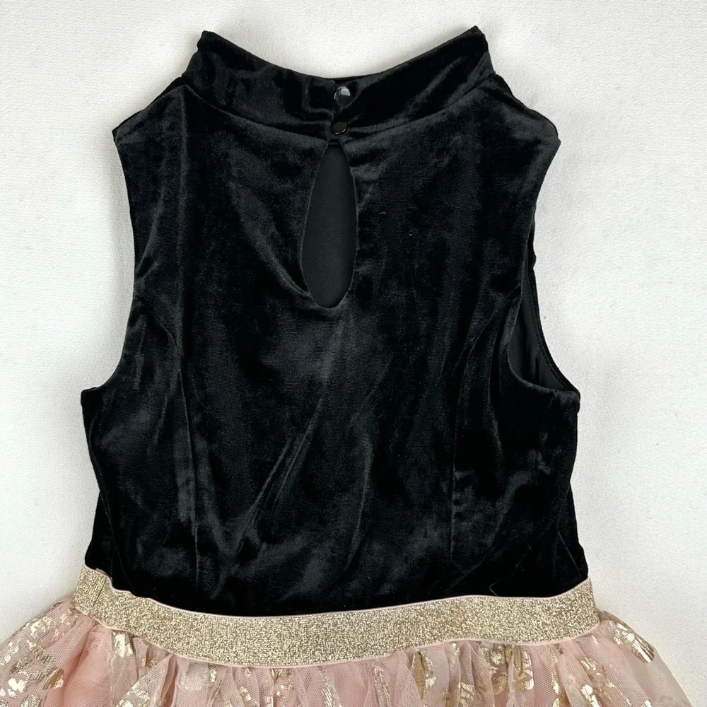 Zunie Velvet & Metallic Floral Mesh Tulle Dress NWT Holiday Party